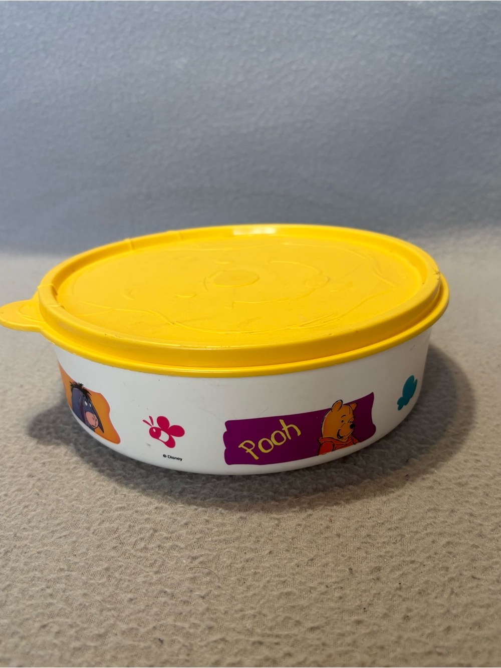 Disney Winnie the Pooh and Friends Tupperware Round Bowl Plate wirh Lid